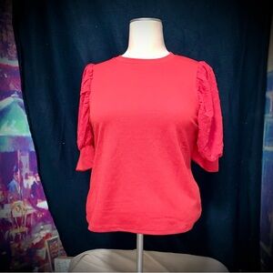 🚨 LuLaRoe Brand Red Puff Sleeve Top – Size Large – NWT